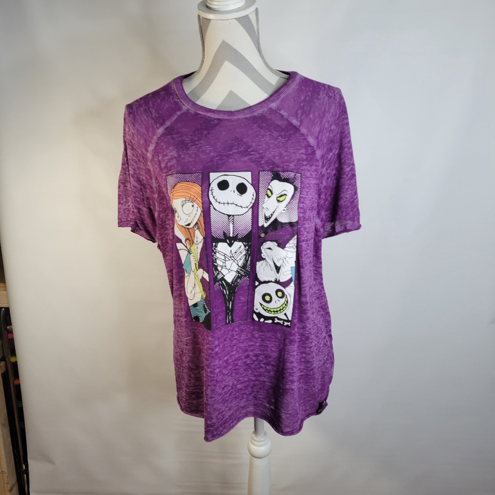 Womans Tim Burtons Nightmare Before Christmas Purple Burnout T Size L(12-14) - Picture 2 of 7